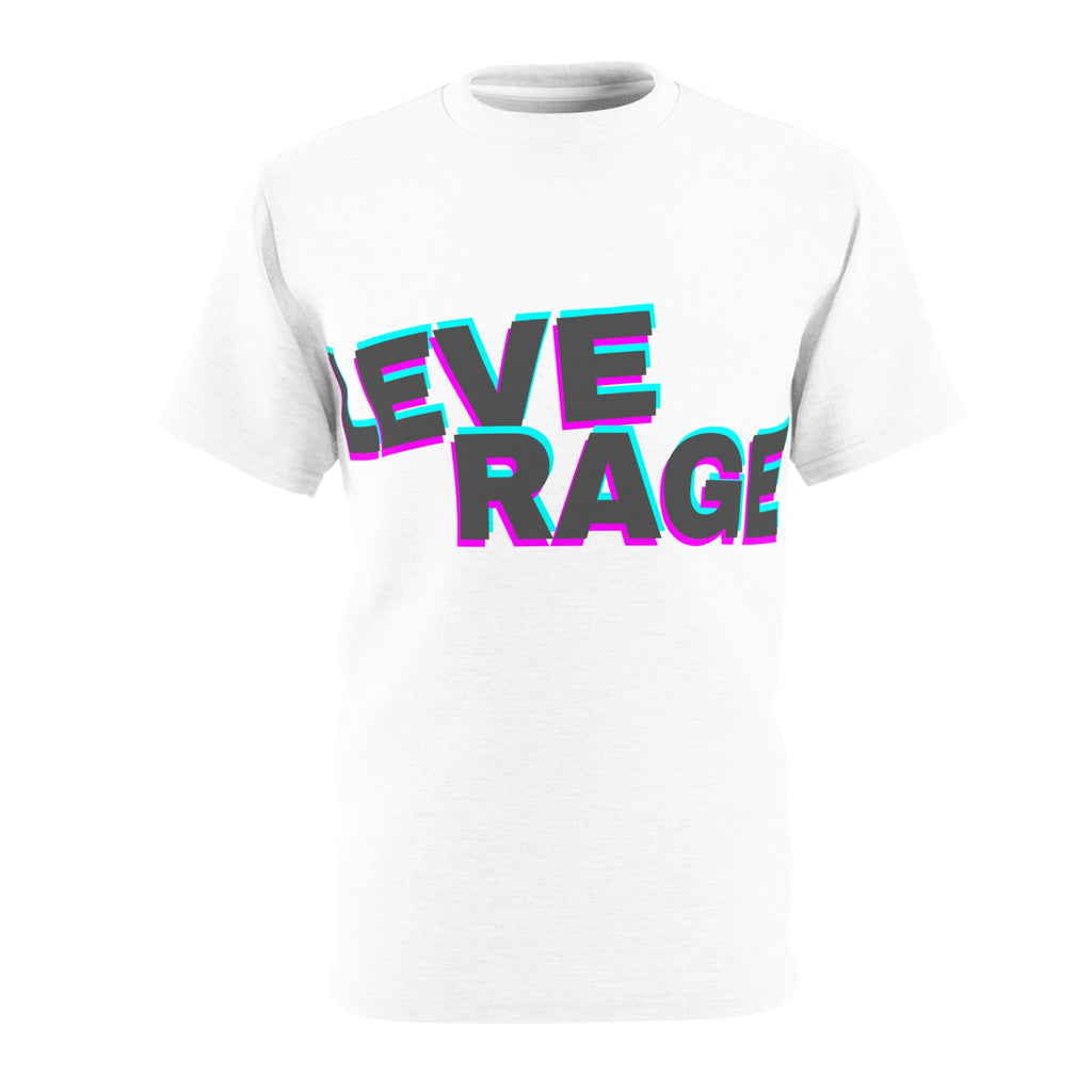 Graphic Cut & Sew Tee — LEVERAGE Bold Center Stripe Text T‑Shirt